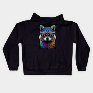 Colorful Raccoon Wearing Sunglasses in Pop Art Style - Unique and Fun Art Design Kids Hoodie